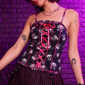 Skelanimals Lace-Up Corset Girls Cami size 2x like new